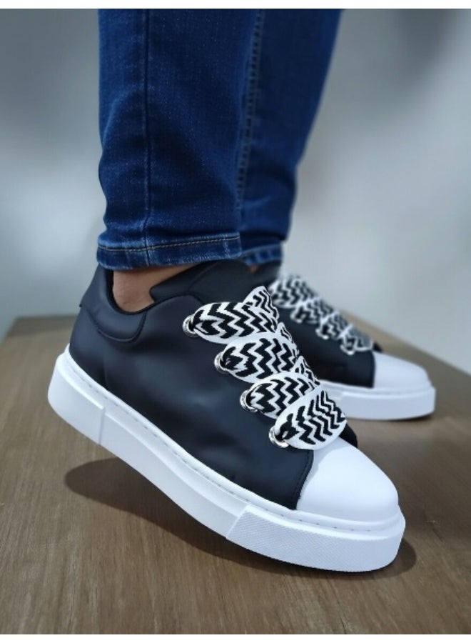 شوز كوتش سنيكرز رجالي و شبابي سبور كاجوال برباط ترندي وقاعدة بيضا مريحة – مناسب للمشي، الخروج اليومي، واللوك الترندي كود 5502 - Image 1